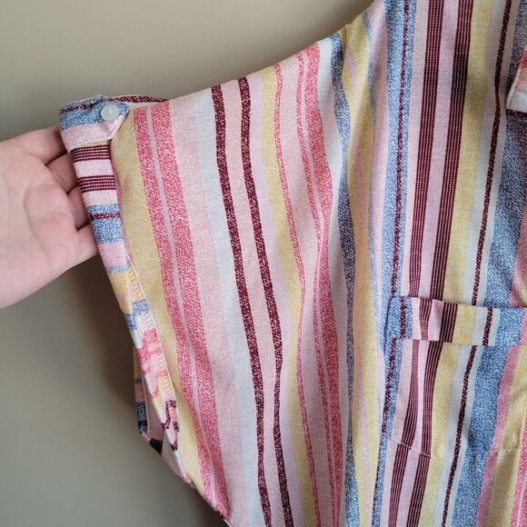 Eden & Olivia Womens Blouse Plus Size 2X Button Front Multicolor Stripes Pockets - Picture 4 of 9